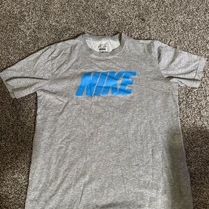 Nike Grey Short Sleeve Tee with Blue Logo